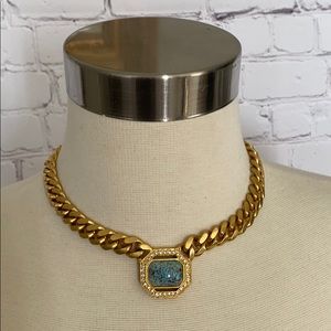 Vintage Opal necklace with gold-plated chain
